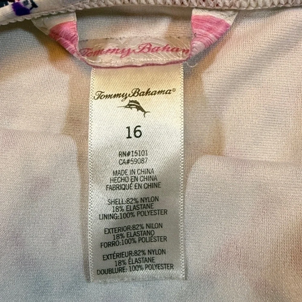 Tommy Bahama Girls Pink Geometric Ruffle Halter One Piece Swimsuit Size 16 2015